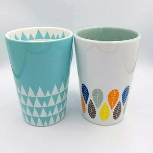 David's Tea The Perfect Tea Mugs Geometric Patterns Leaf Retired